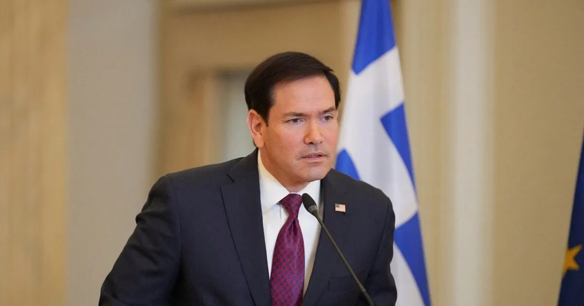 Μάρκο Ρούμπιο ομιλία στην Πνύκα με φόντο Ακρόπολη