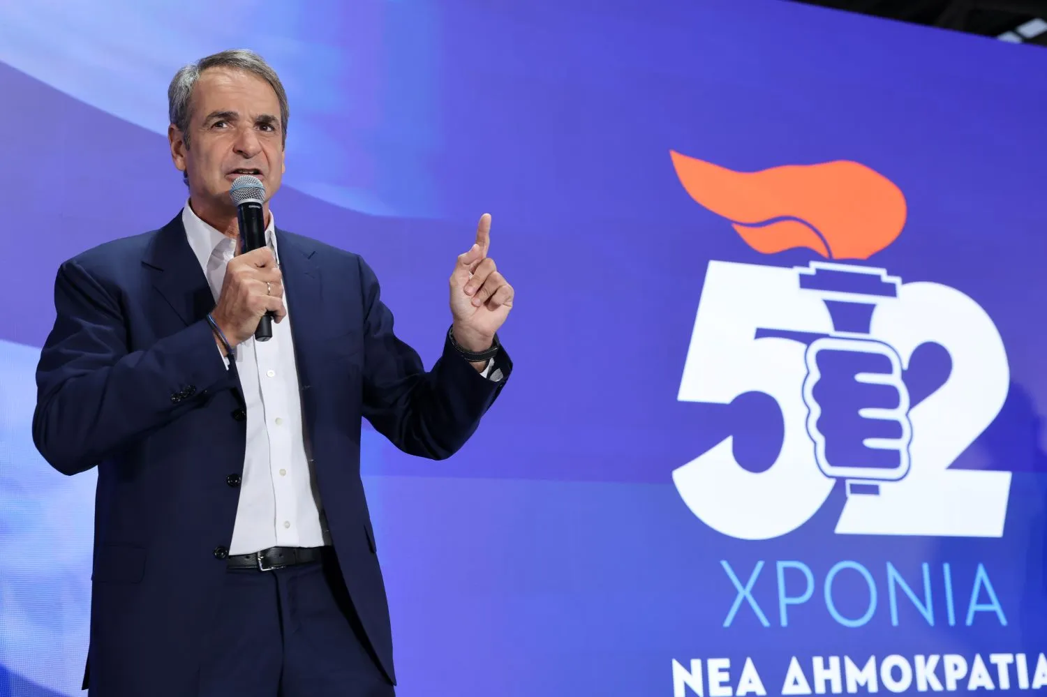 Ο Κυριάκος Μητσοτάκης μιλάει στην επετειακή εκδήλωση της ΝΔ