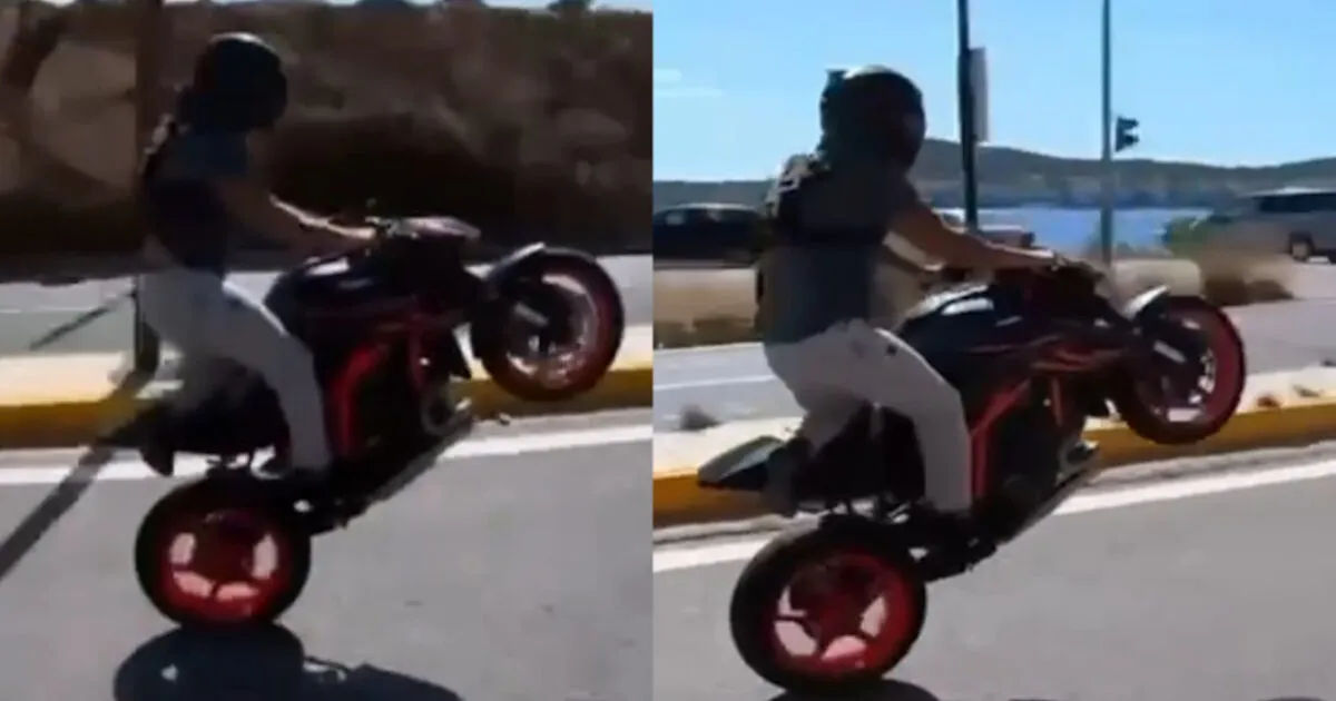 Μοτοσικλέτα κάνει σούζα σε δρόμο της Αθήνας