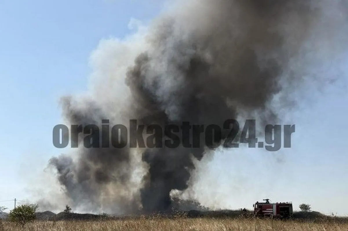 Πυκνός μαύρος καπνός από φωτιά στη δυτική Θεσσαλονίκη